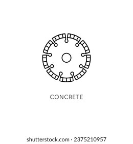 Diamantscheibe, Vektorsymbol. Verarbeitung von Beton mit Winkelschleifer.