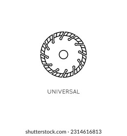 Diamantscheibe, Vektorsymbol. Universal-Schneidscheibe für Winkelschleifer.