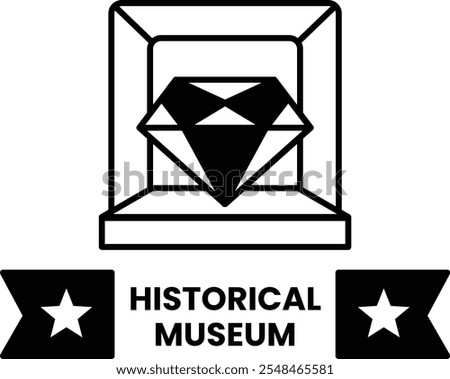 A diamond is displayed in a glass case with a carpet