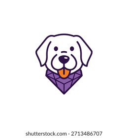 Diamond Dog Pet Logo Vector - Púrpura Geométrica Joya Puppy Mascota