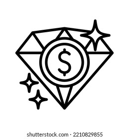 Diamond with dollar currency icon. National Pawnbrokers Day. Pictogram isolated on a white background. Vector illustration.