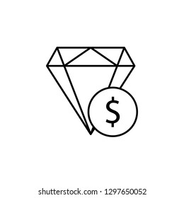 diamond, dollar icon. Element of finance illustration. Signs and symbols icon can be used for web, logo, mobile app, UI, UX on white background