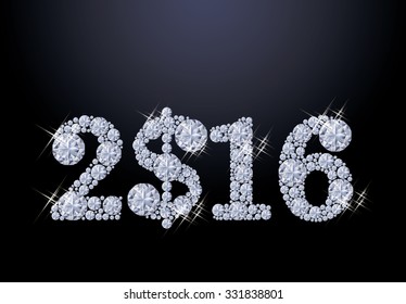 Diamond dollar new 2016 year, vector illustration