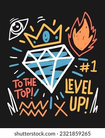 Diamond doodle hand drawn illustration vector design