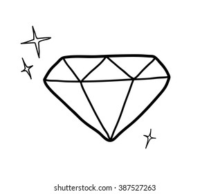 Diamond Doodle, a hand drawn vector doodle illustration of a sparkling diamond.