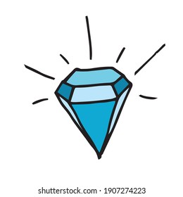 Diamond doodle icon, Hand drawn vector cute illustration.
