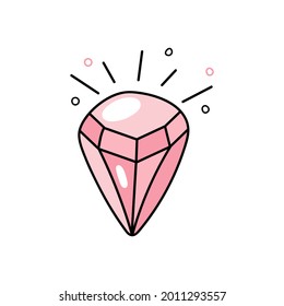 Diamond doodle icon. Hand drawn illustration.