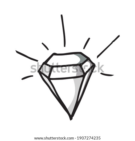 Diamond doodle icon, Hand drawn vector cute illustration.