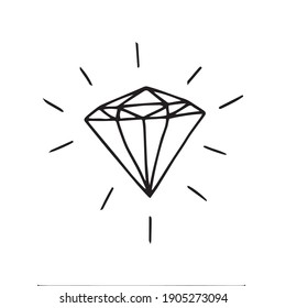 Diamond Doodle Icon Vector. Hand Drawn Illustration.