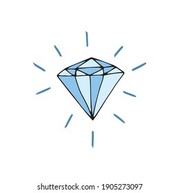 Diamond doodle icon vector. Hand drawn illustration.