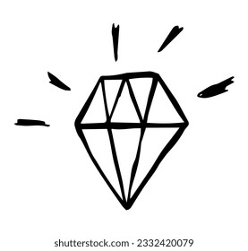 Diamant-Doodle-Stil. Handgezeichnete, monochrome, einzelne Illustration.