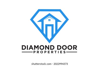 Diamond door properties vector logo designs