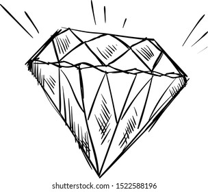 Diamond drawing, illustration, vector on white background.