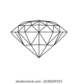 Diamond is drawn in black and white. The diamond is a simple shape, but it has a lot of detail, Diamond icon collection vector design illustration isolated