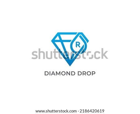 Diamond Drop Logo Concept sign icon symbol Design Line Art Style with Letter R. Diamonds Water Drop Logotype. Vector illustration template Stock foto © 