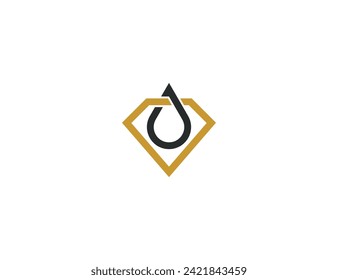 Diamond Drop Logo Concept symbol sign icon Element Design. Aqua, Mineral Oil, Droplet Logotype. Vector illustration template