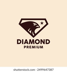 Diamond Eagle Logo Design Vector, Animal Mascot Emblem Symbol, Modern Geometric Creative Vintage Graphic Design
