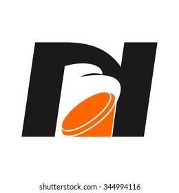 diamond and eagle symbol inside letter N logo vector.