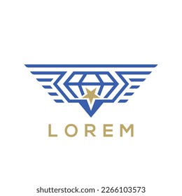 Diseño del logotipo de las alas del águila del diamante