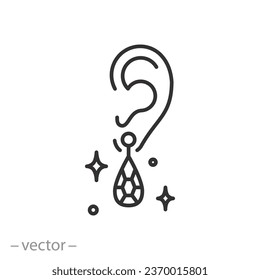 diamond earrings icon, charm women jewelry, thin line symbol - editable stroke vector illustration