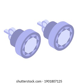 Icono de pendientes de diamante. Isometric, icono vectorial de pendientes de diamante, para diseño web aislado en fondo blanco