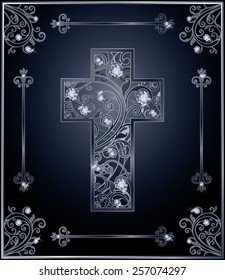 Diamond Easter cross cover design, vector illustration