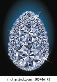 Diamond Easter egg, greeting card, vector illustration