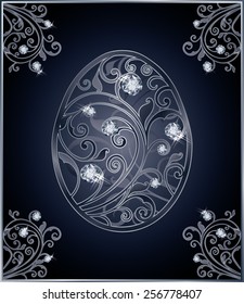 Diamond Easter egg invitation card, vector illustration