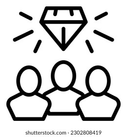 Diamond education icon outline vector. Course meeting. Training staff