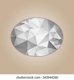 Diamond ellipse shape grayscale color abstract polygonal vector illustration isolated on beige background