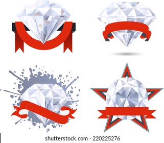 Diamond Emblem Set vector illustration.