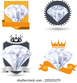 Diamond Emblem Set vector illustration.