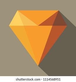 Diamond emerald flat illustration icon. Diamond emerald vector icon for web design with shadow .