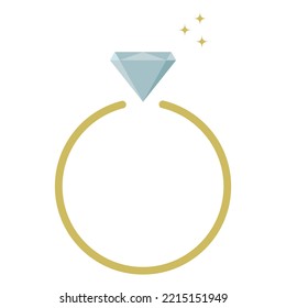 Insignia del anillo de compromiso de diamantes. Ilustración del vector