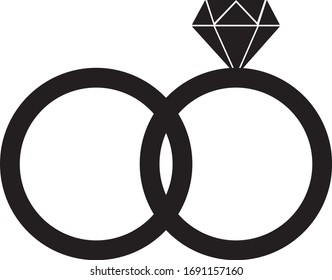Diamond engagement ring black gem icon