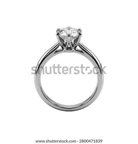 Diamond engagement ring in halftone style isolated on white background. Luxury jewelry illustration symbolizing love, marriage, proposal and commitment.
