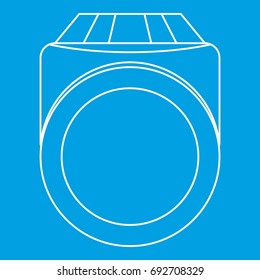 Diamond engagement ring icon blue outline style isolated vector illustration. Thin line sign