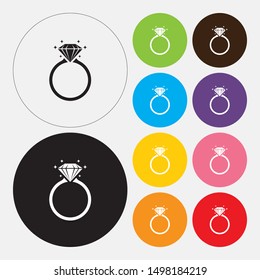 Diamond engagement ring icon, flat design style