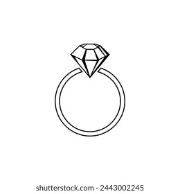 Diamond engagement ring icon . Ring with gemstone. Ring Diamond Engagement. Wedding ring with diamond icon on white background isolated vector illustration