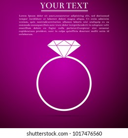Diamond engagement ring icon isolated on purple background. Flat design. Vector Illustration