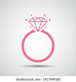 Diamond engagement ring icon on gray background