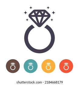 Diamond engagement ring icon on white background