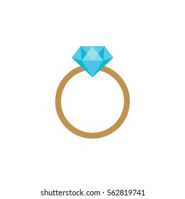 Diamond engagement ring icon on the white background - Vector illustration