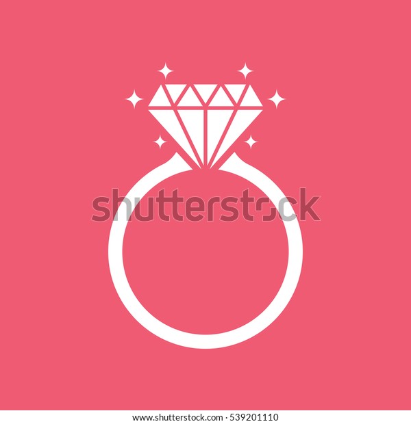 Diamond engagement ring icon on pink
background, flat design style. Vector illustration eps
10.