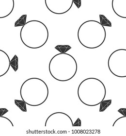 Diamond engagement ring icon seamless pattern on white background. Flat design. Vector Illustration