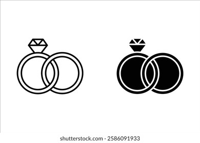 Diamond engagement ring icon template . wedding rings symbol. vector illustration for graphic and web design