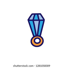 Diamond engagement ring icon - Vector illustration. Hand drawn doodle styled. Love symbol.