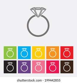 Diamond engagement ring icon - Vector