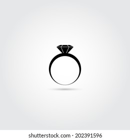 Diamond Engagement Ring Icon - Vector