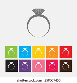 Diamond engagement ring icon - Vector